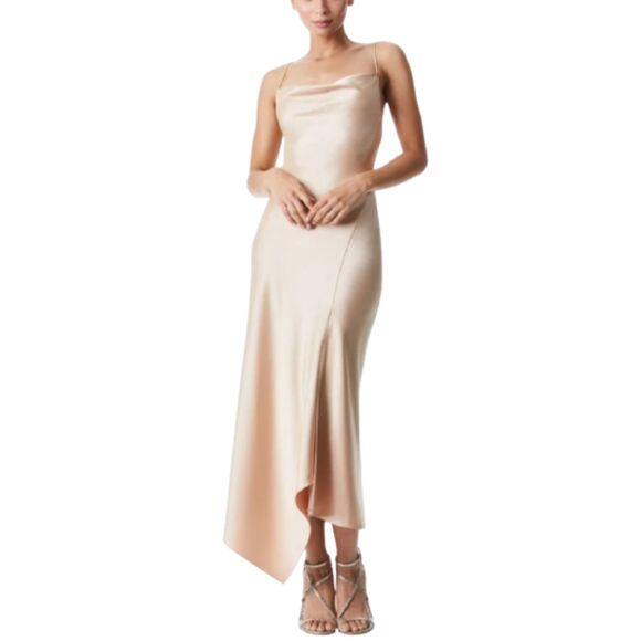 Alice + Olivia NWT Harmony Drapey Champagne Slip Midi Dress Size XS -$395 - Picture 2 of 10